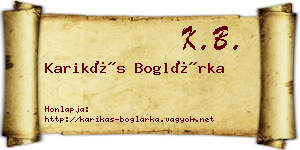 Karikás Boglárka névjegykártya